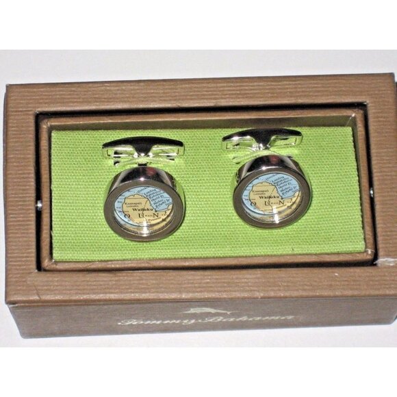 Tommy Bahama Men's Island Map Travel and Sand Novelty Cuff links NIB Free Ship - Picture 2 of 3